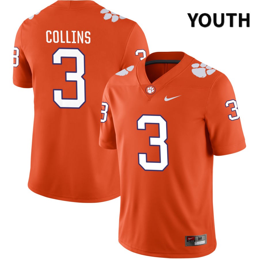 Youth Clemson Tigers Dacari Collins #3 College Orange NIL 2022 NCAA Authentic Jersey Special XUX25N8F